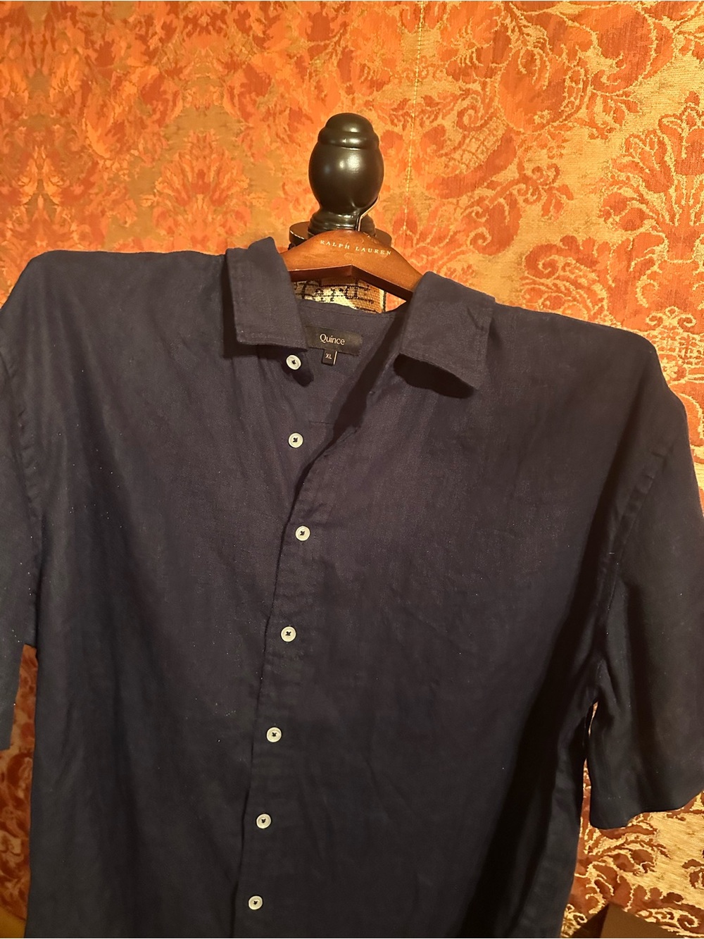 Quince 100% European Navy Linen Short-Sleeve Button-Down Shirt - Picture 5 of 8